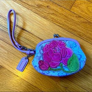 Coach Wristlet Purple Floral Flower Purse